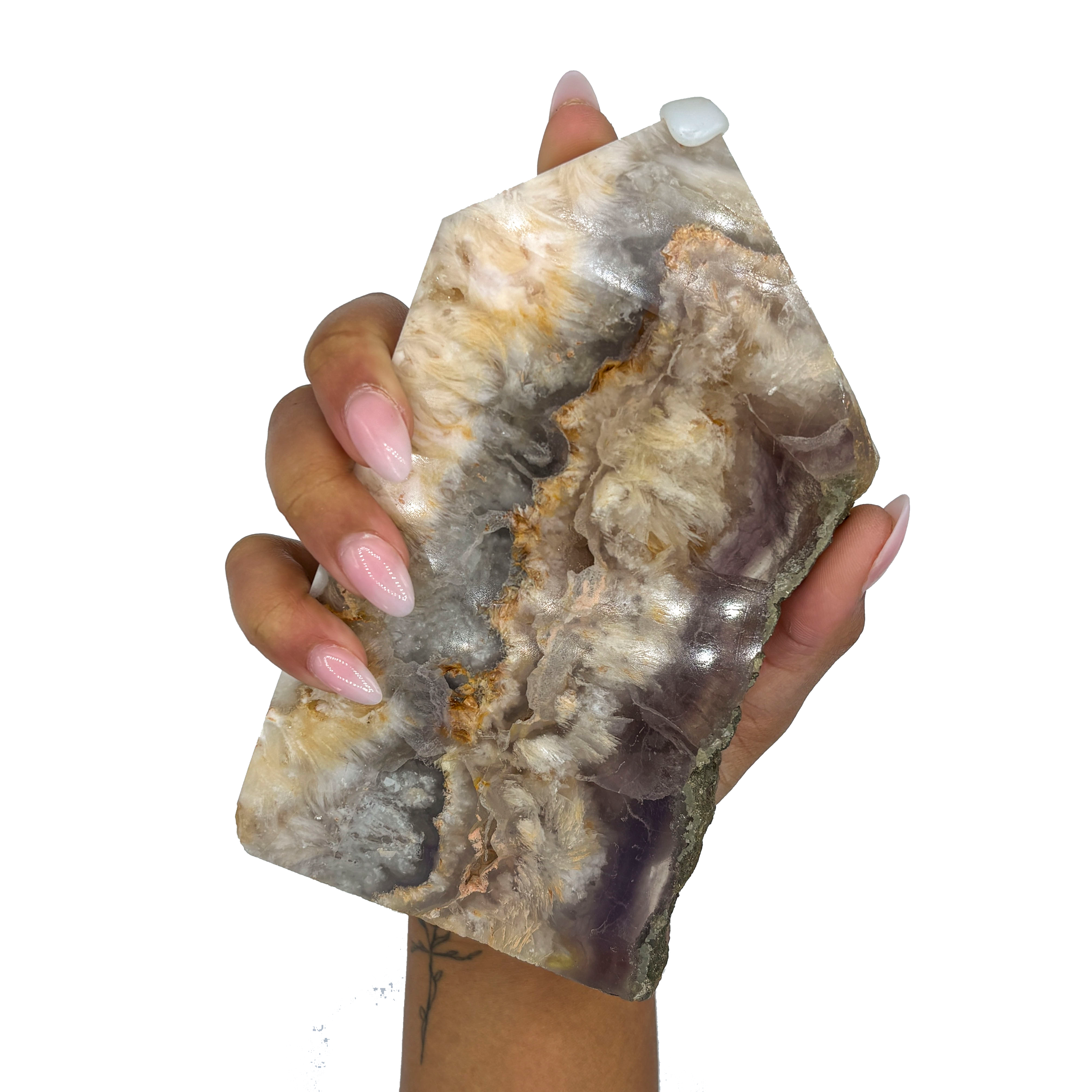 Fluorite with Pyrite Slab